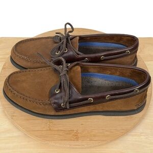 Sperry Top-Sider Men’s 2-Eye Brown Leather Boat Shoes – Size 10W